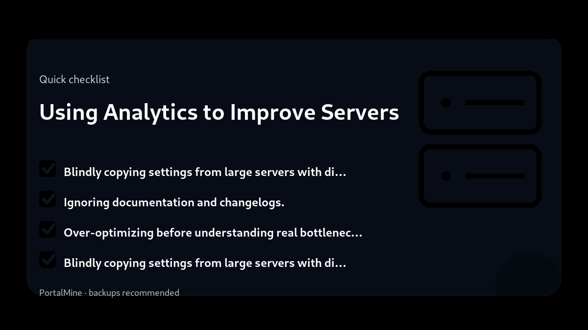 Using Analytics to Improve Servers — Checklist (PortalMine guide image)