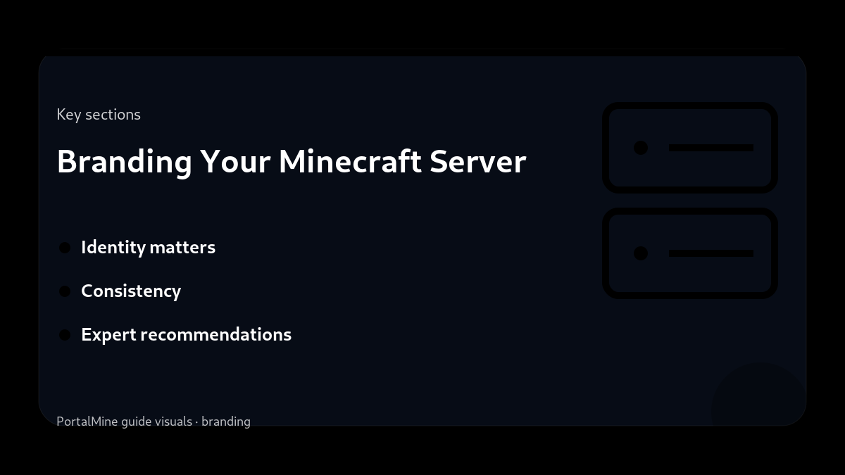 Branding Your Minecraft Server — Key sections (PortalMine guide image)