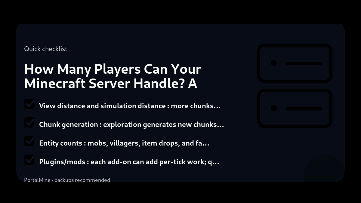 How Many Players Can Your Minecraft Server Handle? A Practical Capacity Guide — Checklist (PortalMine guide image)
