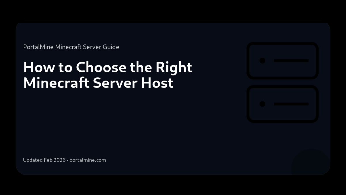 How to Choose the Right Minecraft Server Host — Cover (PortalMine guide image)