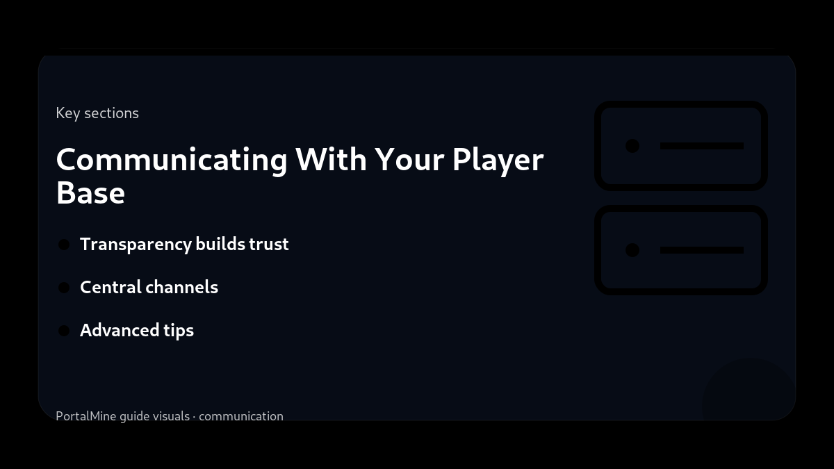 Communicating With Your Player Base — Key sections (PortalMine guide image)