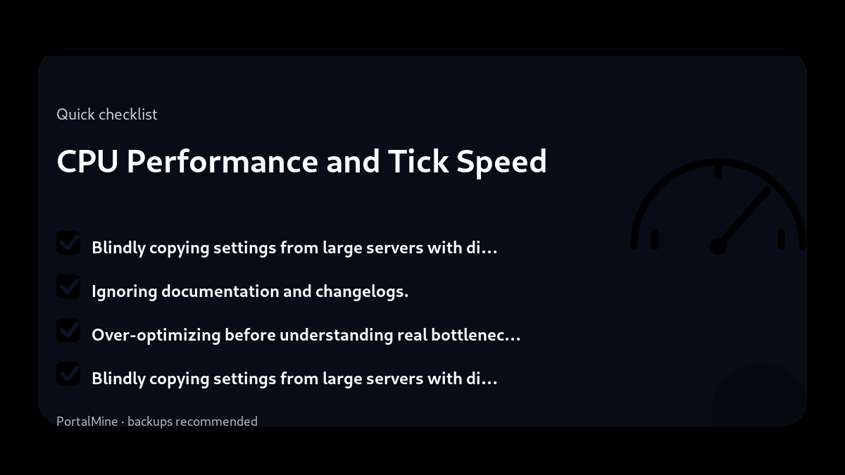 CPU Performance and Tick Speed — Checklist (PortalMine guide image)
