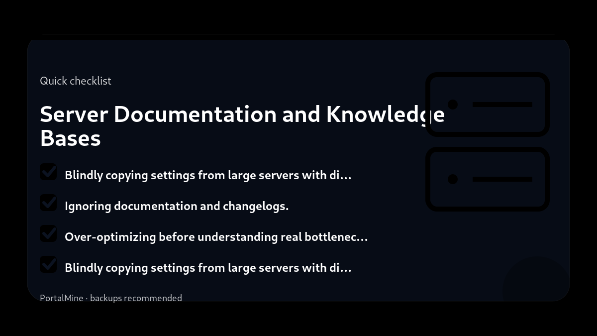 Server Documentation and Knowledge Bases — Checklist (PortalMine guide image)