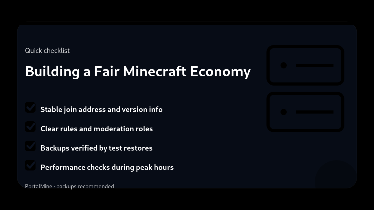 Building a Fair Minecraft Economy — Checklist (PortalMine guide image)