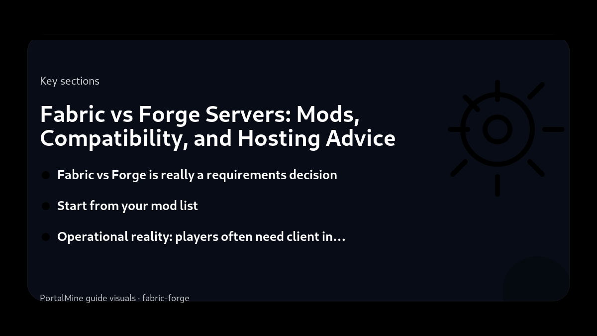 Fabric vs Forge Servers: Mods, Compatibility, and Hosting Advice — Key sections (PortalMine guide image)