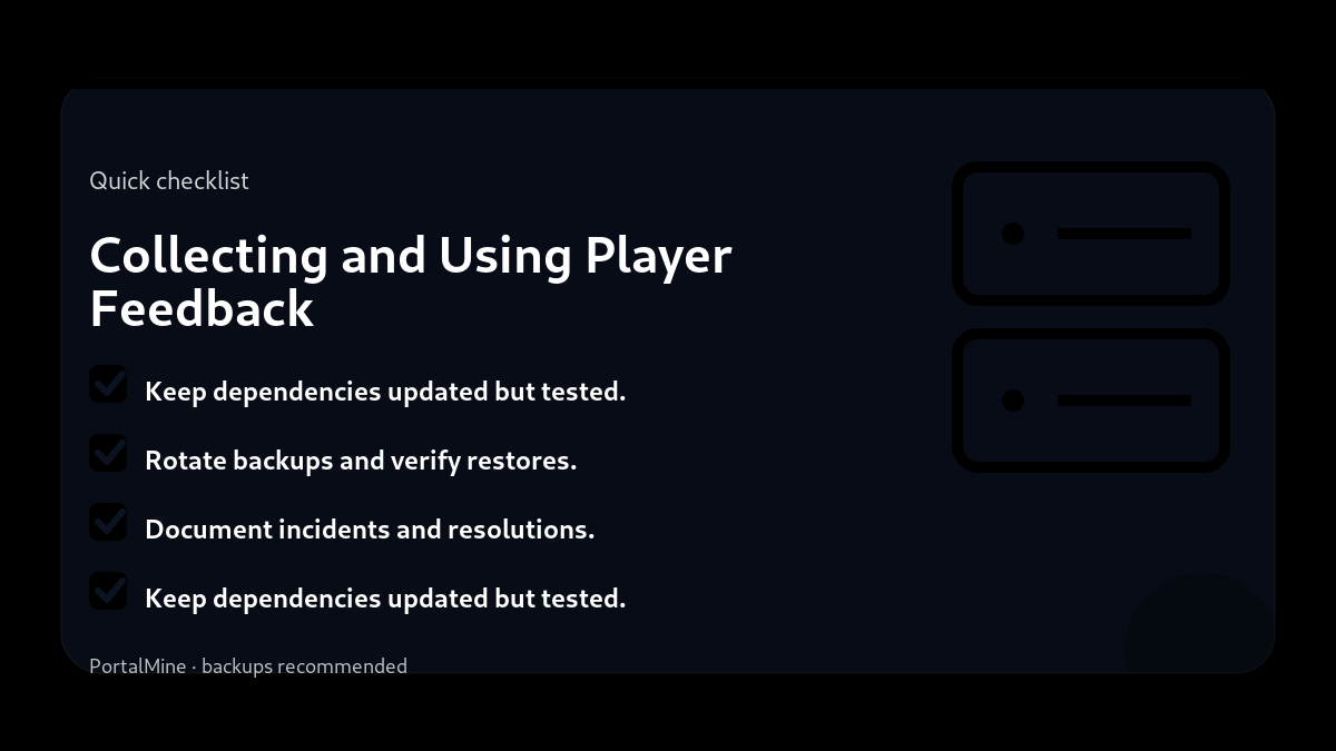 Collecting and Using Player Feedback — Checklist (PortalMine guide image)