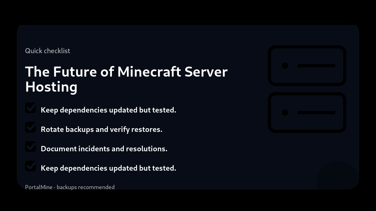 The Future of Minecraft Server Hosting — Checklist (PortalMine guide image)