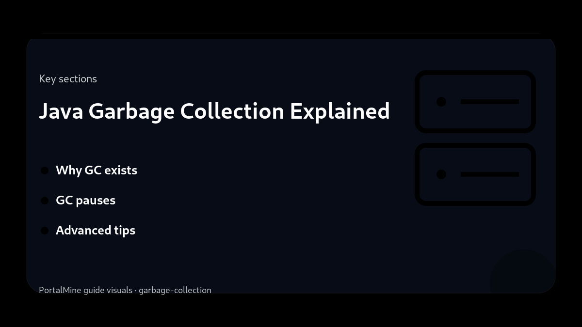 Java Garbage Collection Explained — Key sections (PortalMine guide image)