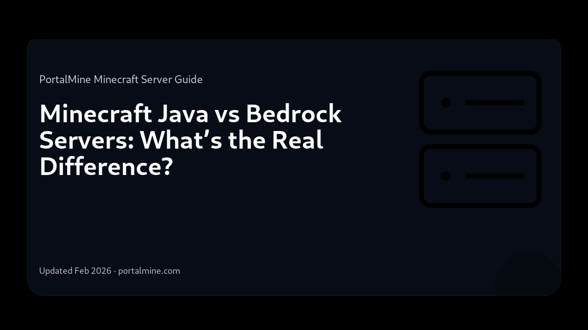 Minecraft Java vs Bedrock Servers: What’s the Real Difference? — Cover (PortalMine guide image)