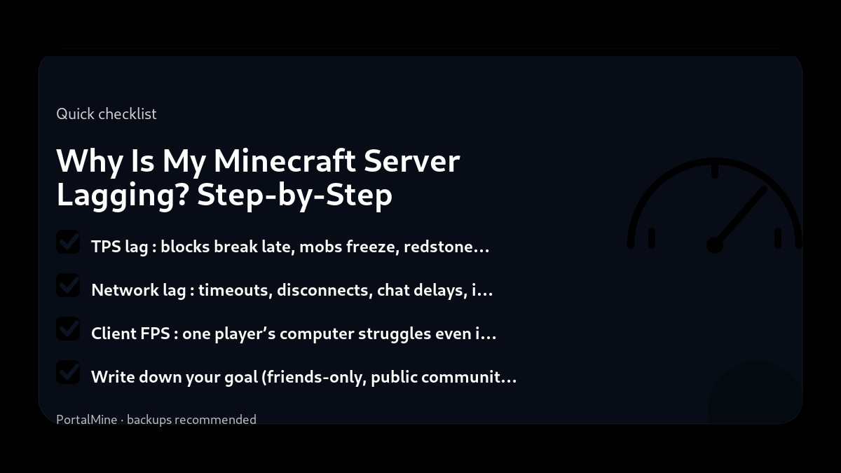 Why Is My Minecraft Server Lagging? Step-by-Step Troubleshooting — Checklist (PortalMine guide image)