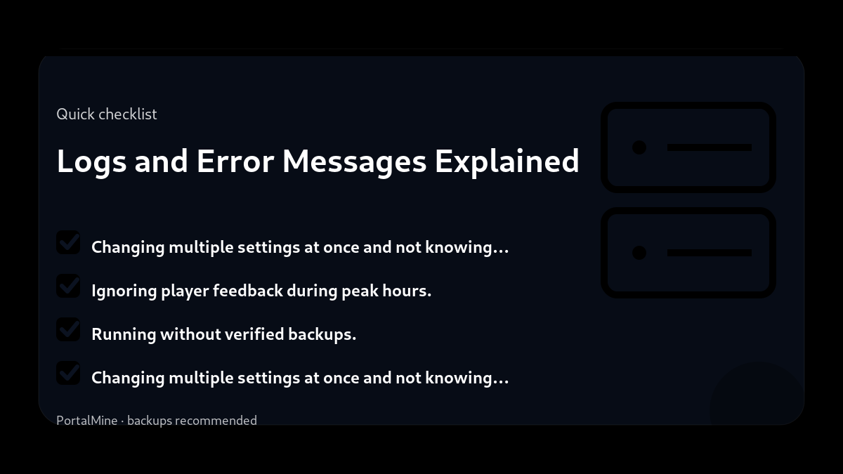 Logs and Error Messages Explained — Checklist (PortalMine guide image)
