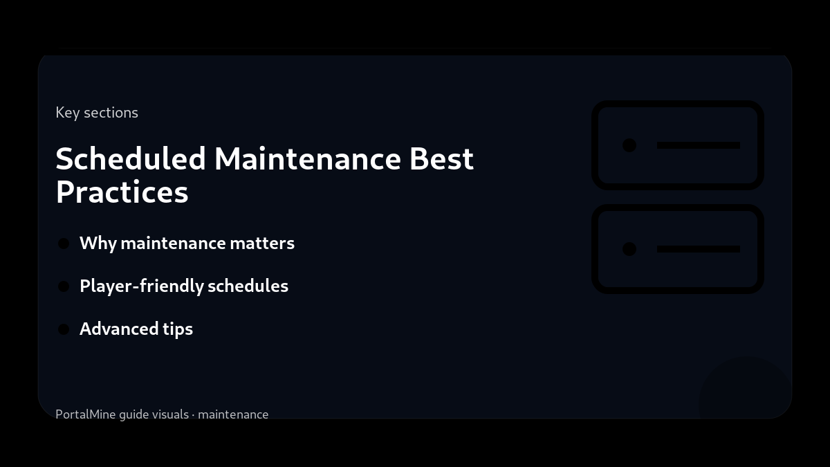 Scheduled Maintenance Best Practices — Key sections (PortalMine guide image)
