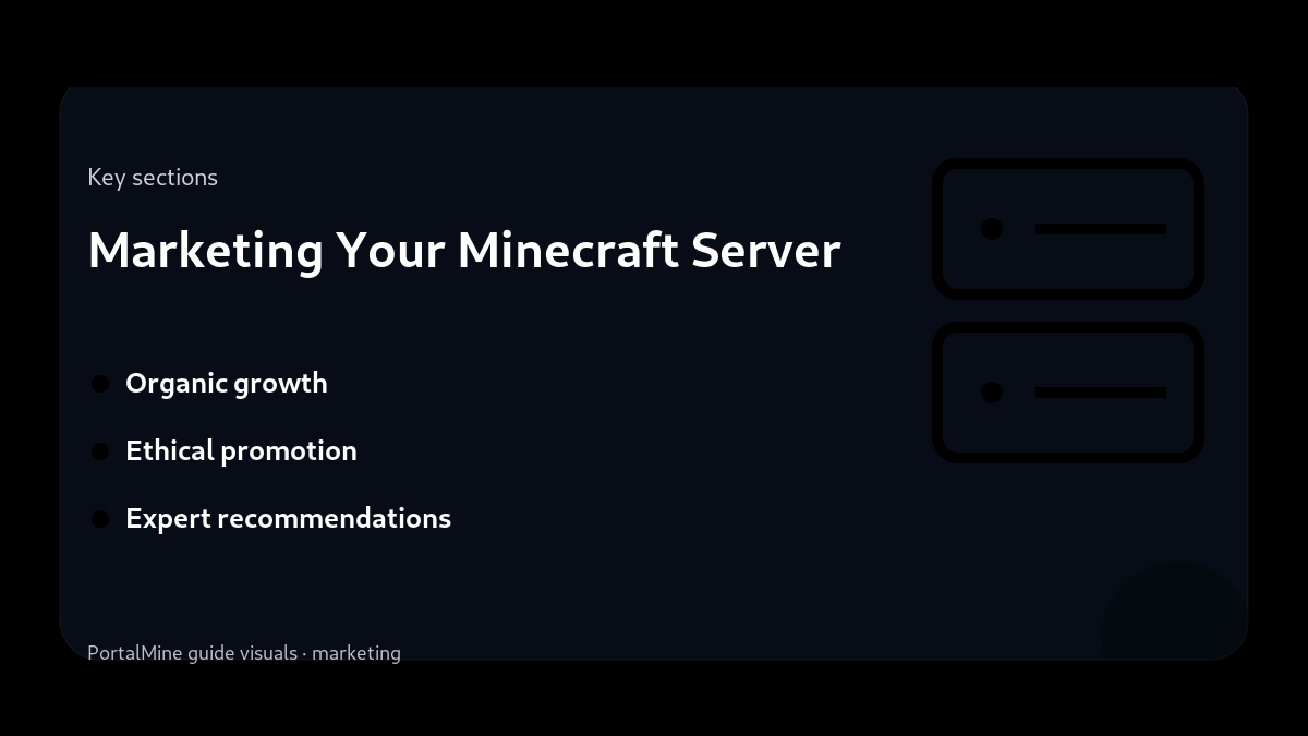 Marketing Your Minecraft Server — Key sections (PortalMine guide image)