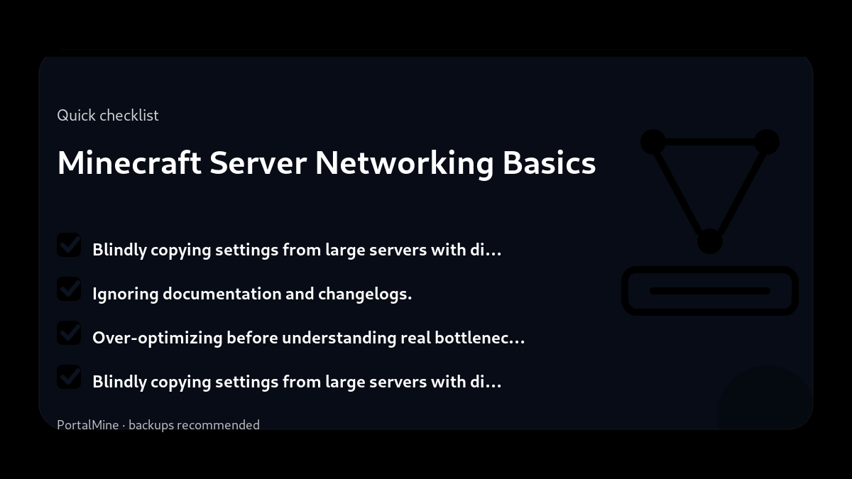 Minecraft Server Networking Basics — Checklist (PortalMine guide image)