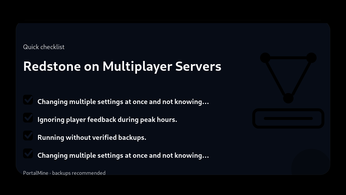 Redstone on Multiplayer Servers — Checklist (PortalMine guide image)