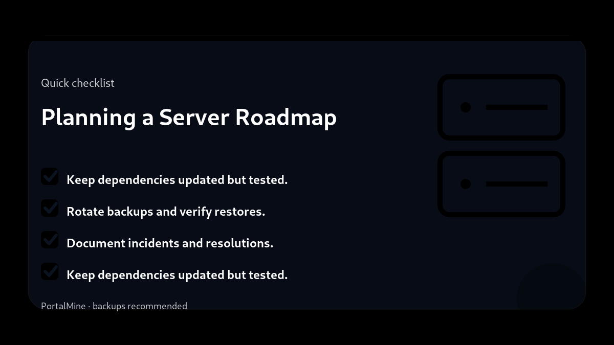 Planning a Server Roadmap — Checklist (PortalMine guide image)