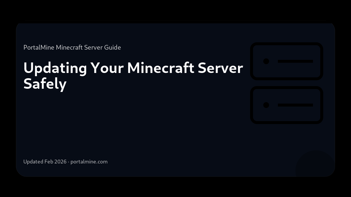 Updating Your Minecraft Server Safely — Cover (PortalMine guide image)