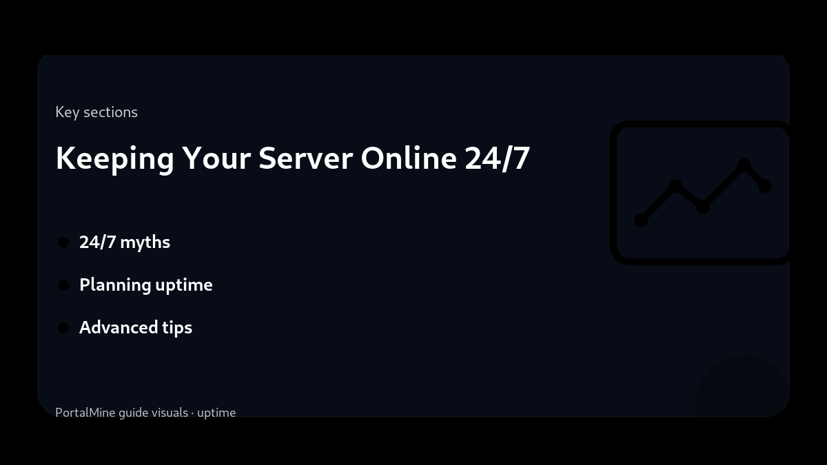 Keeping Your Server Online 24/7 — Key sections (PortalMine guide image)