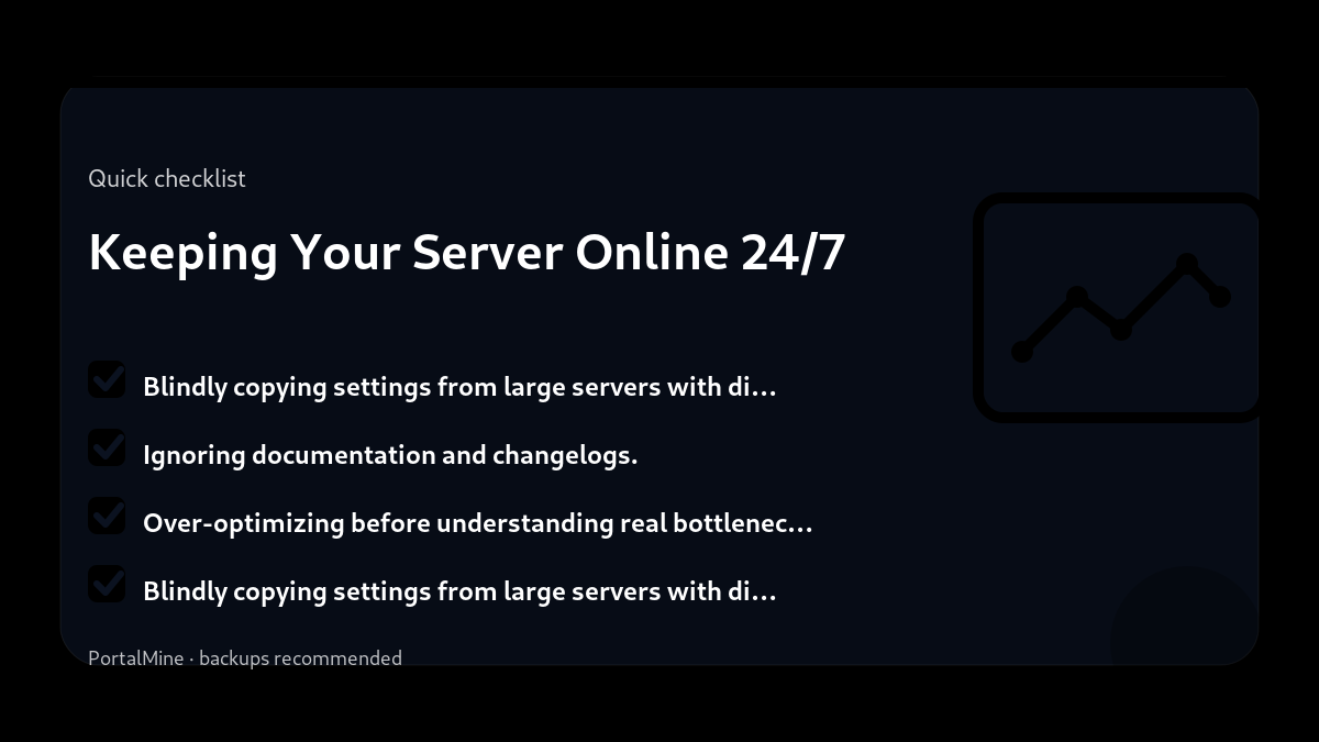 Keeping Your Server Online 24/7 — Checklist (PortalMine guide image)
